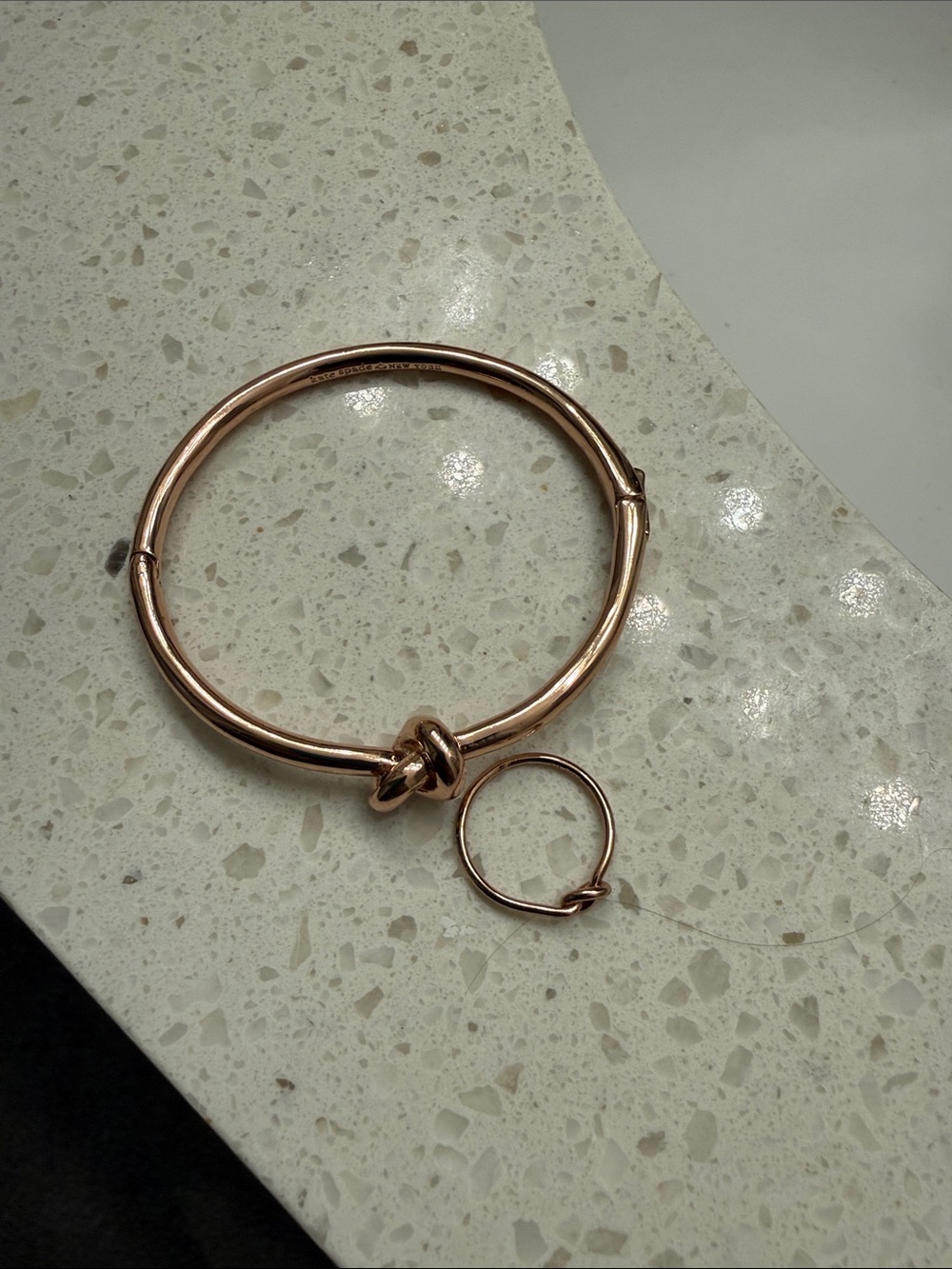 kate spade rose gold knot bangle with charm ring